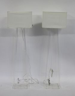 Vintage Pair Of Lucite Standing Lamps.