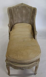 Louis XV Style Painted And Caned High Back