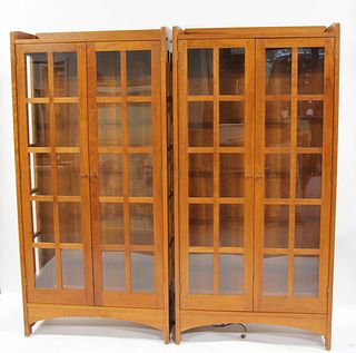 Stickley Audi Signed Pair Of Bookcases.