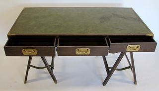 Signed Campaign Style Leathertop Desk.