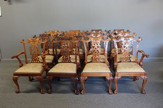 12 Chippendale Style Mahogany Chairs.