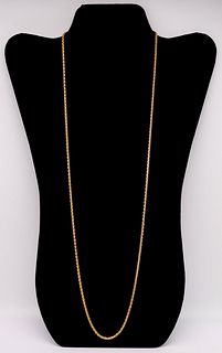 JEWELRY. Italian 18kt Gold Wheat Chain Necklace.