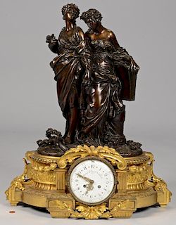 Large French Bronze Figural Clock, Deniere A Paris