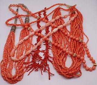 JEWELRY. Assorted Coral Beaded Necklaces.
