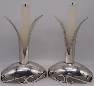 STERLING. Pair of Sciarotta Sterling Candlesticks.