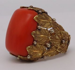 JEWELRY. Buccellati 18kt Gold and Coral Ring.