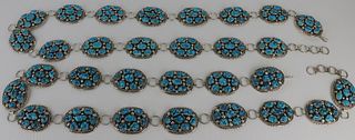 STERLING. (2) H. Spencer Turquoise Concho Belts.