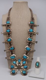 JEWELRY. Turquoise Squash Blossom Necklace.