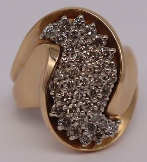 JEWELRY. Signed 14kt Gold and Diamond Cluster Ring
