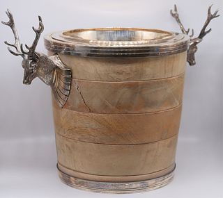 SILVERPLATE. Silverplate Wine Cooler with Stag's
