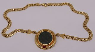 JEWELRY. Italian 18kt Gold Chain with Medallion