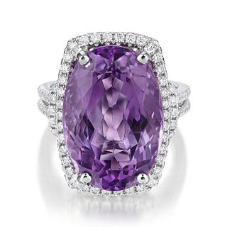 Large Amethyst and Diamond Ring