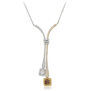 1.56-Carat Fancy Dark Orangy Brown Diamond Necklace