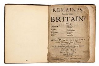 LOTE DE LIBRO SIGLO XVII: Remaines Concerning Britain. Camden, William. London: Printed by Thomas Warren, 1657.