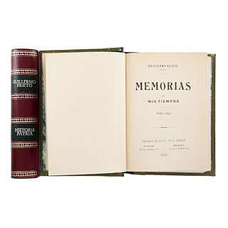 LOTE DE LIBROS. GUILLERMO PRIETO. a) Lecciones de Historia Patria. b) Memorias de mis Tiempo. 1828 -1840 . Piezas: 2.