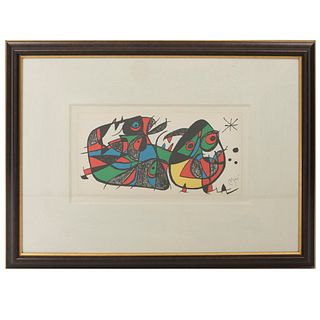 Joan Miró (Barcelona 1893-Palma de Mallorca1983) De la serie Miró Escultor No. 2, 1974-1975 Firmada en plancha. Litografía. Enmarcada.