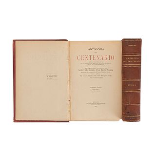 Sierra, Justo. Antología del Centenario (1800 - 1821). Estudio Documentado de la Literatura Mexicana. México, 1910. 1st edition. Pieces:2