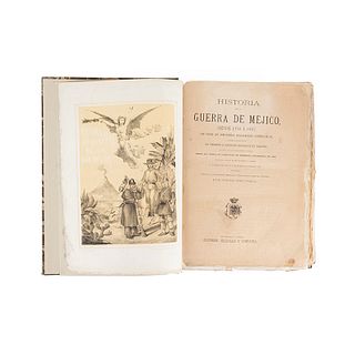 Pruneda, Pedro. Historia de la Guerra de Méjico, desde 1861 á 1867... Madrid, 1867. 30 lithographs and map.