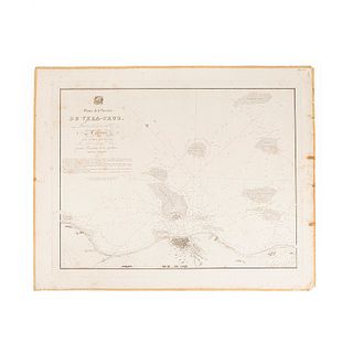 Plano del Puerto de Vera - Cruz Levantado en 1807. Engraved plan, 19.2 x 24.8" (49 x 63 cm). Published by order of Guadalupe Victoria.