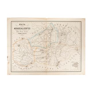 Epstein, Isidoro. Mapa del Estado de Aguascalientes. México, 1857. Lithographic map, 21.5 x 29.9" (54.7 x 76 cm). Lithograph by Decaen.
