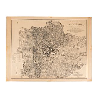 Díaz, Agustín. Plano Topográfico de la Ciudad de Mérida. Paris: Regnier et Dourdet, 1864-65. Lithographic plan, 18.8 x 24.4" (48 x 62 cm)