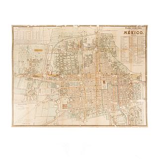 Debray y Sucs. Plano de la Ciudad de México. México: Lit. Debray y Sucs., 1884. Colored, lithographic plan, 24.2 x 32.4" (61.5 x 82.5 cm)