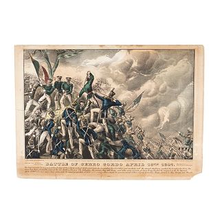 Currier, N. Battle of Cerro Gordo April 18th 1847. Color lithograph, 8.2 x 12.7" (21 x 32.3 cm)