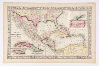 Mitchell (Jr.), Samuel A. Map of Mexico, Central America and the West Indies. Pennsylvania, ca. 1864. Map in color, 13 x 21" (33.5 x 53.5 cm)