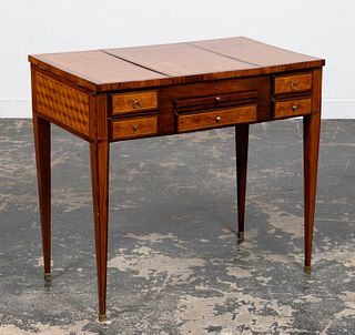 E. 20TH C. FRENCH PARQUETRY INLAID DRESSING TABLE