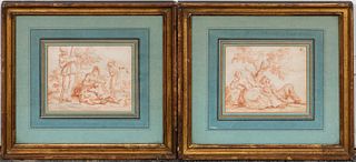 PAIR, 18TH C., CONTE CRAYON FRENCH SCHOOL DRAWINGS