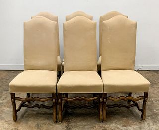 SET, 6 FRENCH PROVINCIAL STYLE UPHOLSTERED CHAIRS
