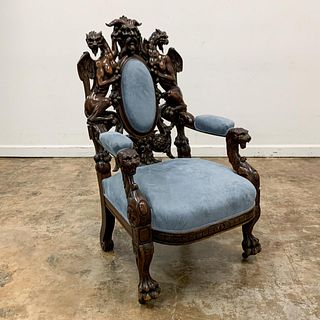 19TH C. AMERICAN RENAISSANCE REVIVAL CARVED CHAIR