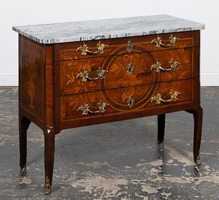 19TH C. ITALIAN ROCOCO STYLE MARBLE TOP COMMODE