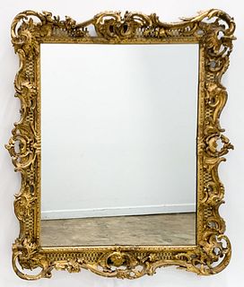 19TH C., BAROQUE STYLE GILTWOOD WALL MIRROR