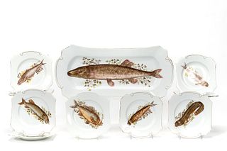 EARLY 20TH C., FRIEDA PORCELAIN FISH SERVICE, 13PC