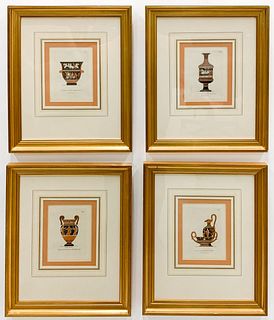 SET OF FOUR, HENRY MOSES GRECIAN VASE ENGRAVINGS