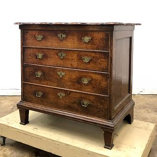 19TH C., ENGLISH STAINED OAK FOUR DRAWER CHEST