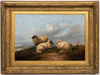 THOMAS SIDNEY COOPER "RESTING SHEEP" OIL, 1879