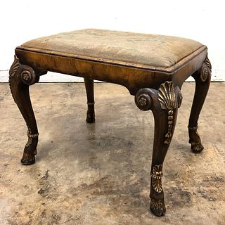 W. CHARLES TOZER QUEEN ANNE STYLE WALNUT FOOTSTOOL