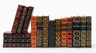 SET OF 16 LEATHER BOUND BOOKS, MOSTLY 19TH CENTURY