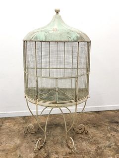 LARGE VICTORIAN STYLE WROUGHT IRON BIRD CAGE