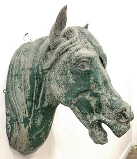20TH C., PATINATED TIN ARCHITECTURAL HORSE HEAD