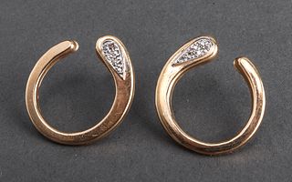 Vintage 14K Yellow Gold & Diamond Earrings