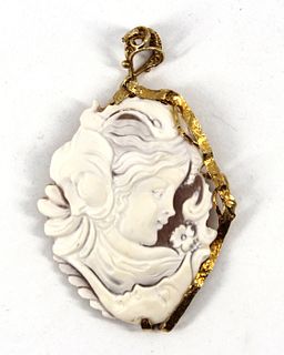 Silver Vermeil and Shell Cameo Pendant