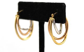 Jacmel Mauritius Designer 14K Tri-Gold Earrings