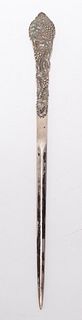 English Silver Repousse Letter Opener