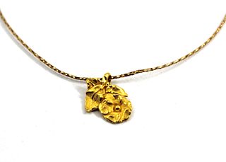 22K+ Gold Floral Pendant on 14K Gold Necklace