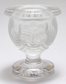 Lalique Lion's Head Frosted Art Glass Holder