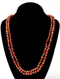 Chinese Amber Honey Cognac Faceted Beads Necklace