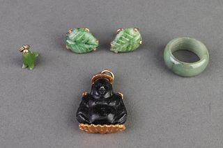 Assorted Carved Jade & Stone Jewelry, 4